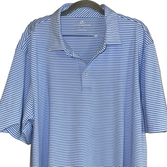 NWOT Southern Tide Blue Striped Short Sleeve Polo Shirt Size XXL - Picture 2 of 8